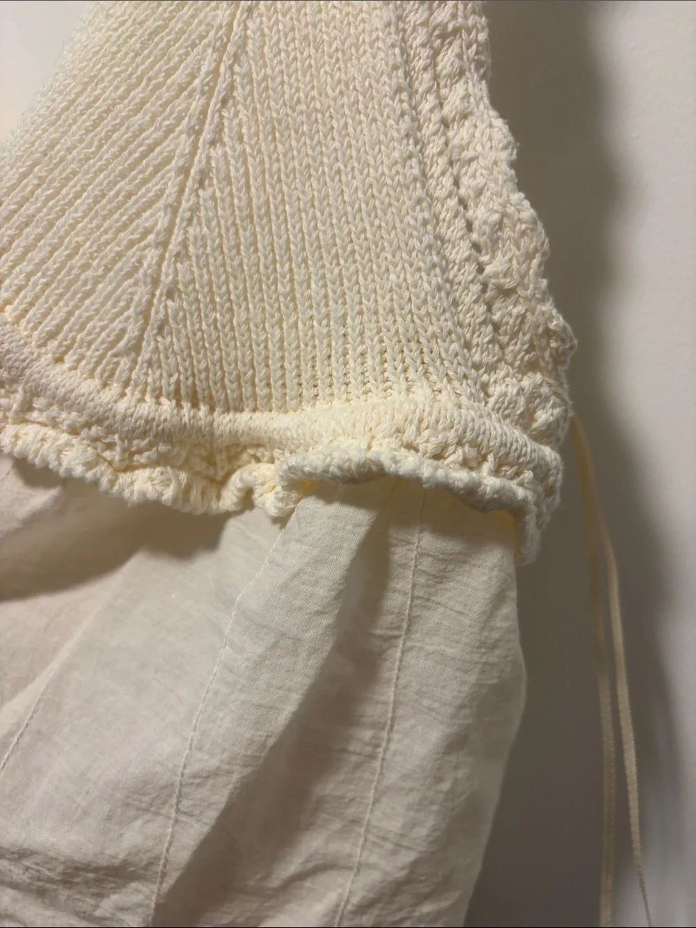 Zara Cream Crochet & Knit Tie-Front Tank - Picture 7 of 13